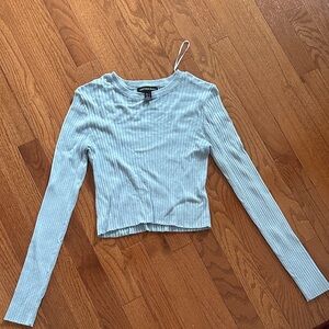 Light Blue Ribbed Long Sleeve Top